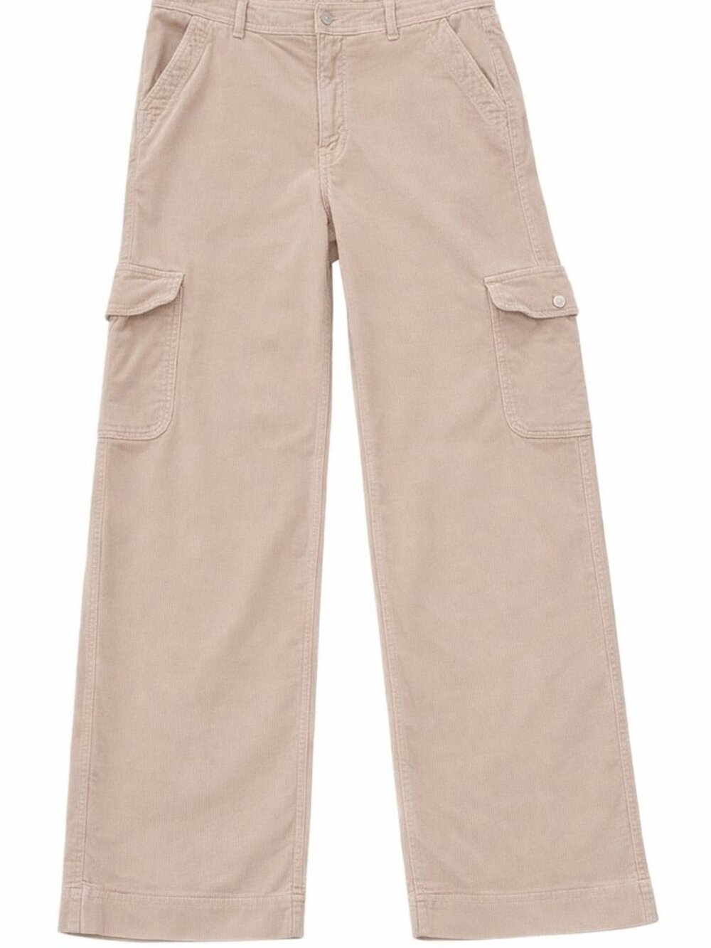American Eagle High Rise Baggie Wide Leg Corduroy Cargo Pants Dreamy Drape Taupe - Picture 2 of 12